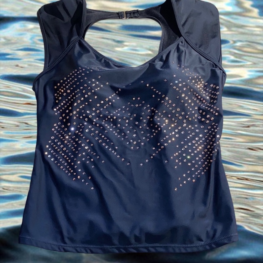 Nicole Miller Black Gold Studded Swim Top